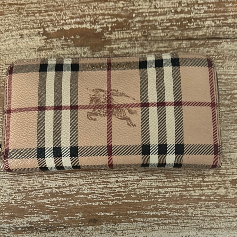 Burberry Tan and Black Checkered Wallet